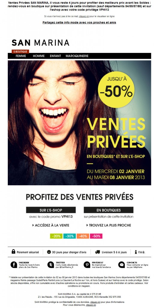 Vente privée hotsell san marina