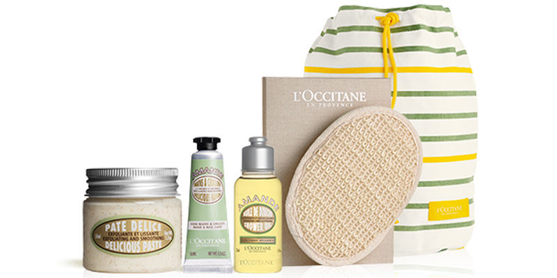 Pochon routine de soins corps amande L'Occitane