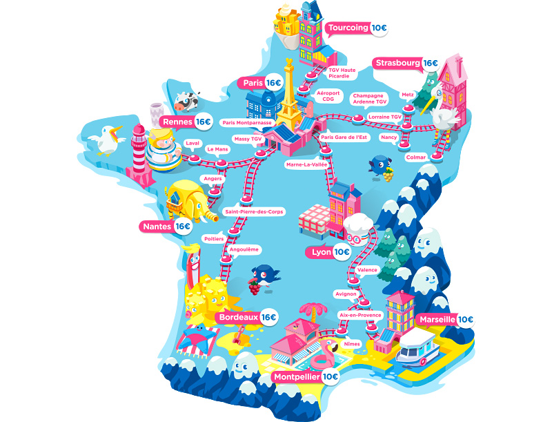 Carte des villes desservies par Ouigo TGV