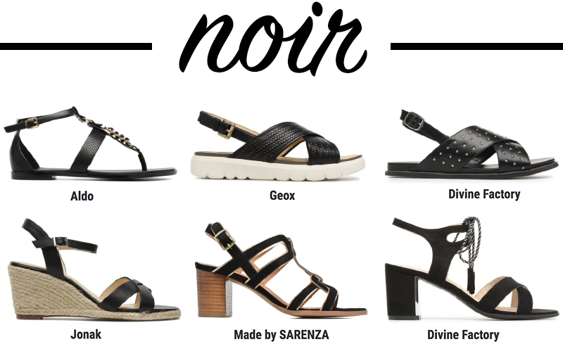 Sandales noir femme soldes