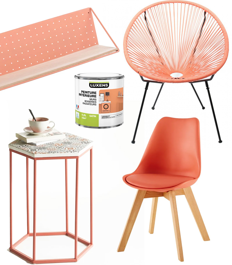 Meubles couleur corail