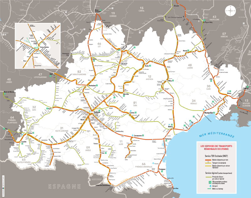 Carte réseau TER Occitanie
