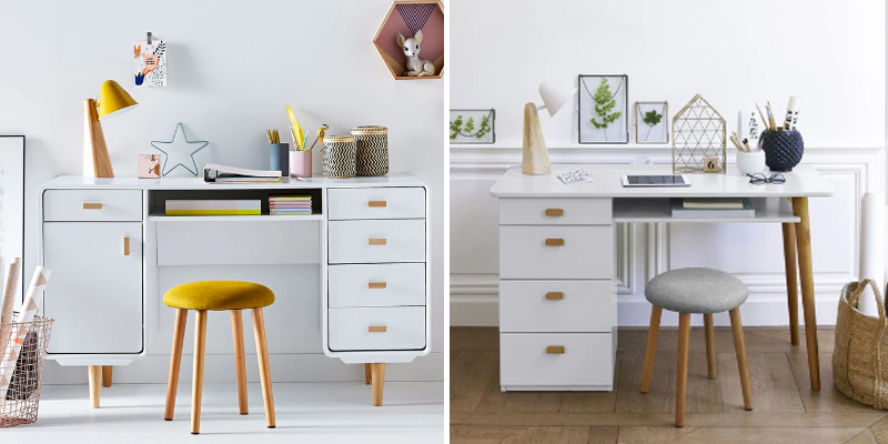 Bureau blanc avec tiroirs