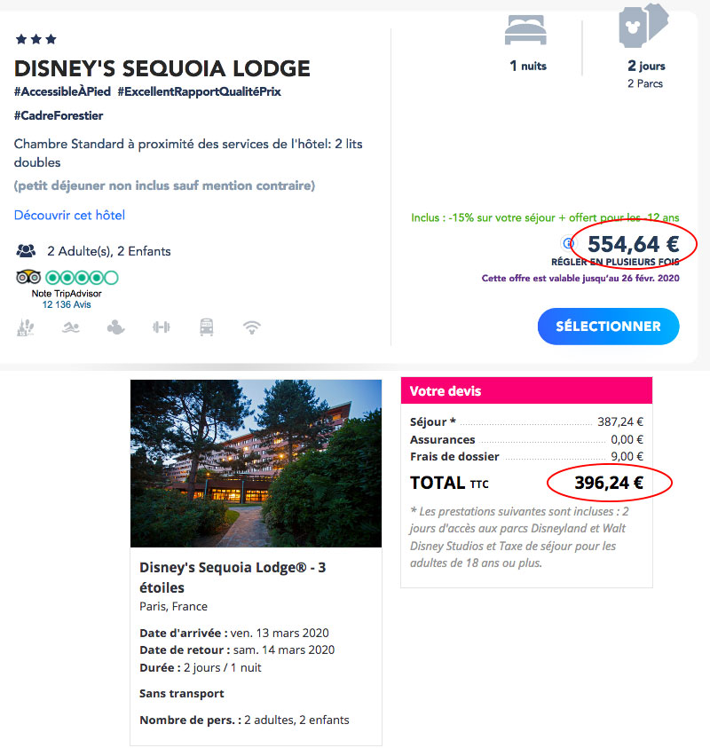 Prix vente privée Disneyland Paris