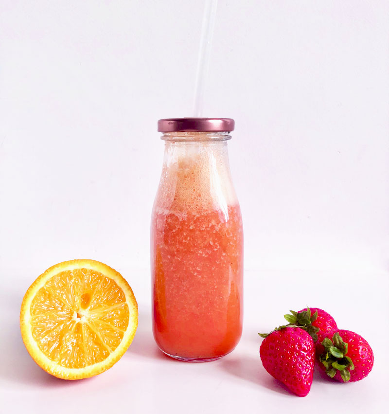 Smoothie fraise, banane, orange