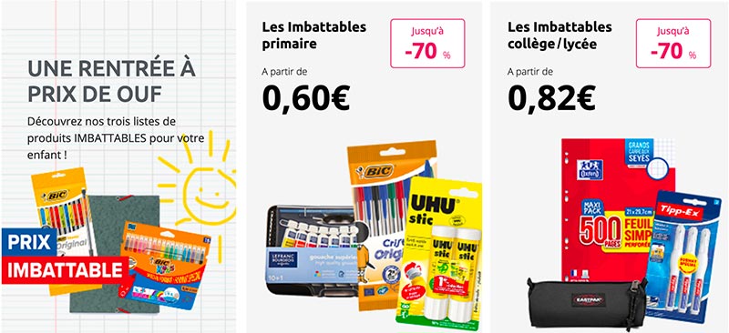 Fournitures scolaires Carrefour