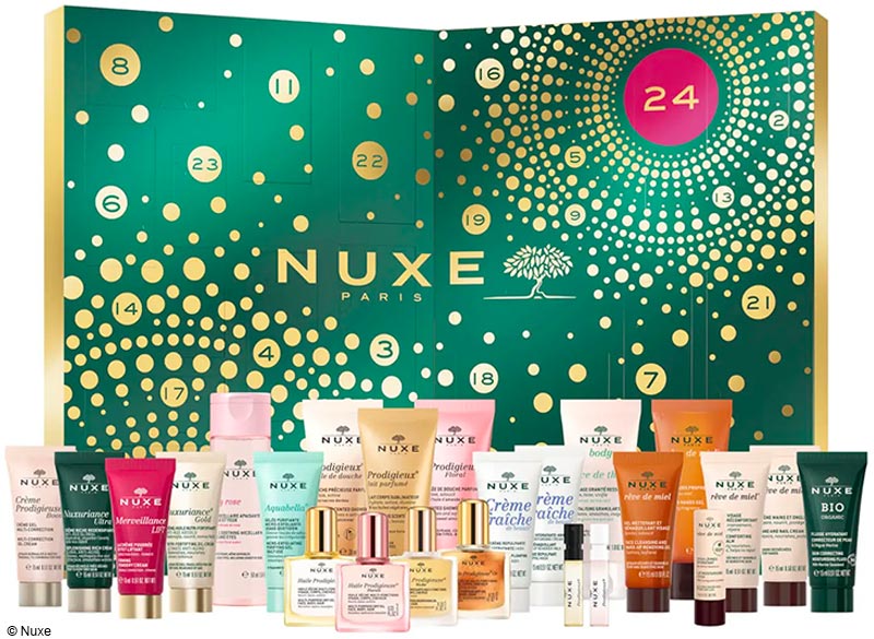 Contenu calendrier de l'avent Nuxe 2022