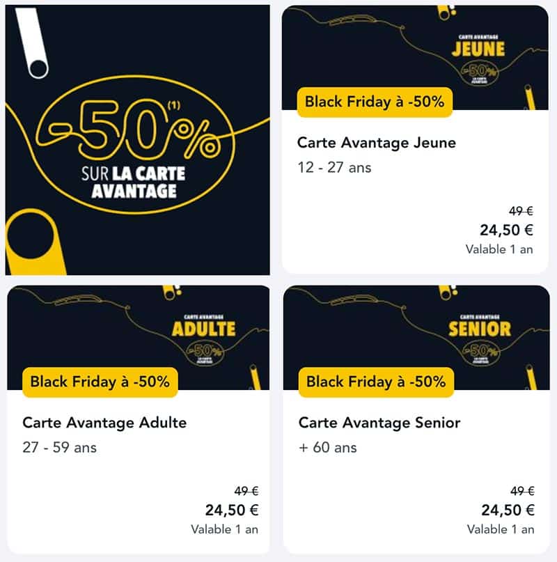 Sncf carte avantage Black Friday