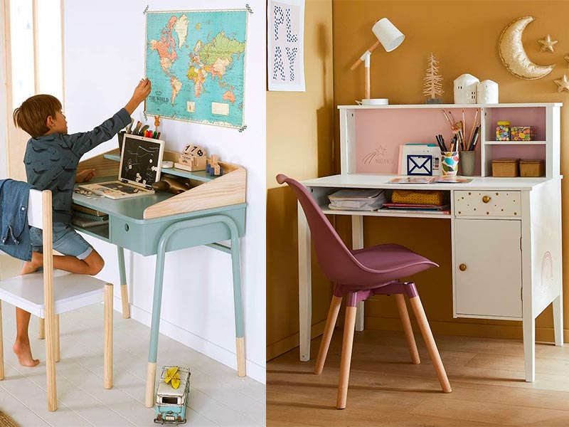 Bureau pour enfant ou adulte table d'ordinateur avec 2 tablettes