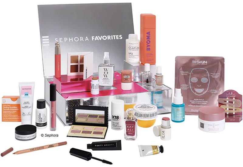 Contenu calendrier de l'avent Sephora Favorites 2023