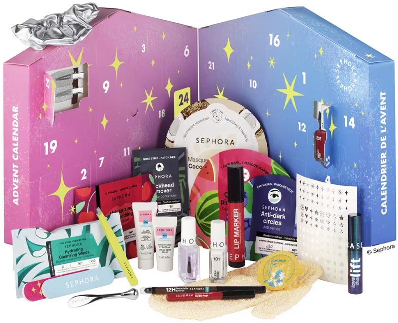 Contenu calendrier de l'avent pas cher Sephora 2024
