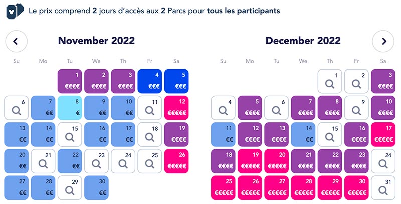 Prix Disneyland Paris Noël 2022