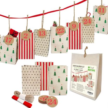 Calendrier De L'Avent DIY 24 Sachets En Tissu - Avec Ficelle Et Pinces, à Remplir Soi-même