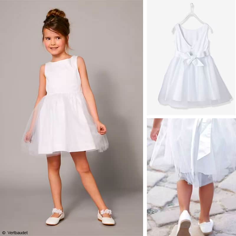 Robe demoiselle d'honneur en tulle blanc