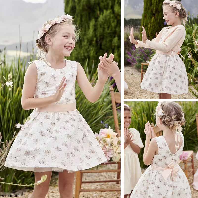 robe mariage coton fleuri pour fille - robe cérémonie pas chère et