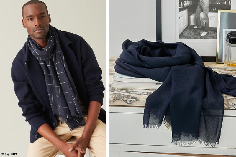 Foulards chics bleu marine