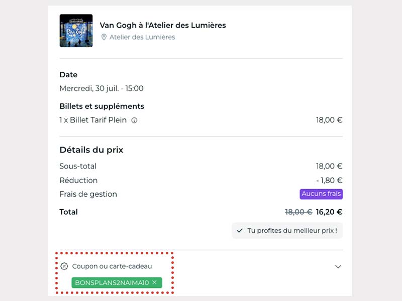 Code promo Atelier des Lumières