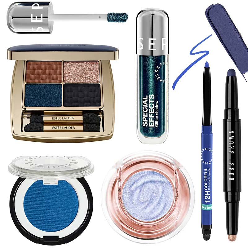 Maquillage bleu pour les yeux