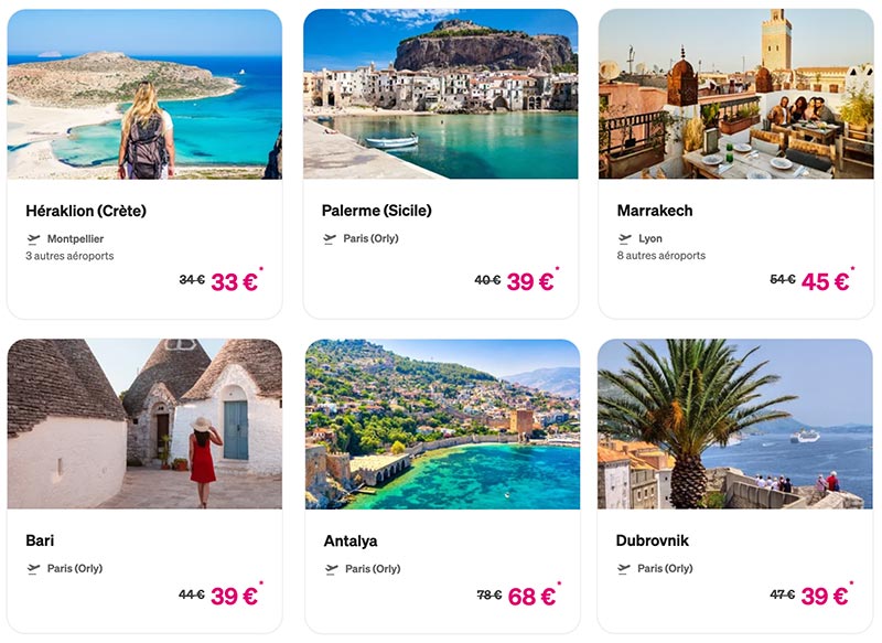 Destinations ventes flash Transavia
